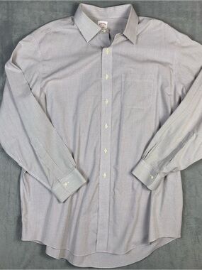 Brooks Brothers Madison Supima Cotton Non Iron Dress Shirt 17.5 35 Red Check